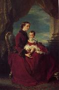 Franz Xaver Winterhalter The Empress Eugenie Holding Louis Napoleon, the Prince Imperial on her Knees oil painting picture wholesale